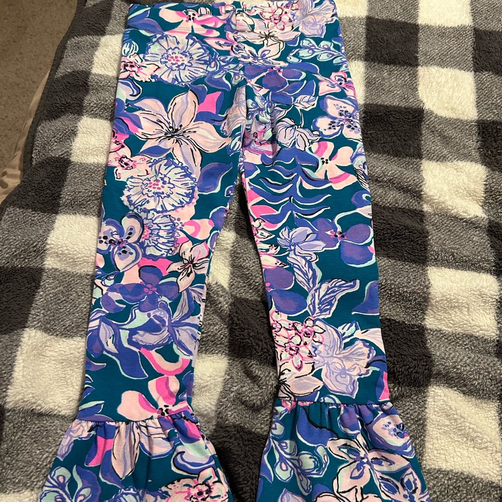 Lilly Pulitzer Floral Kids Leggings - Blue and Pink